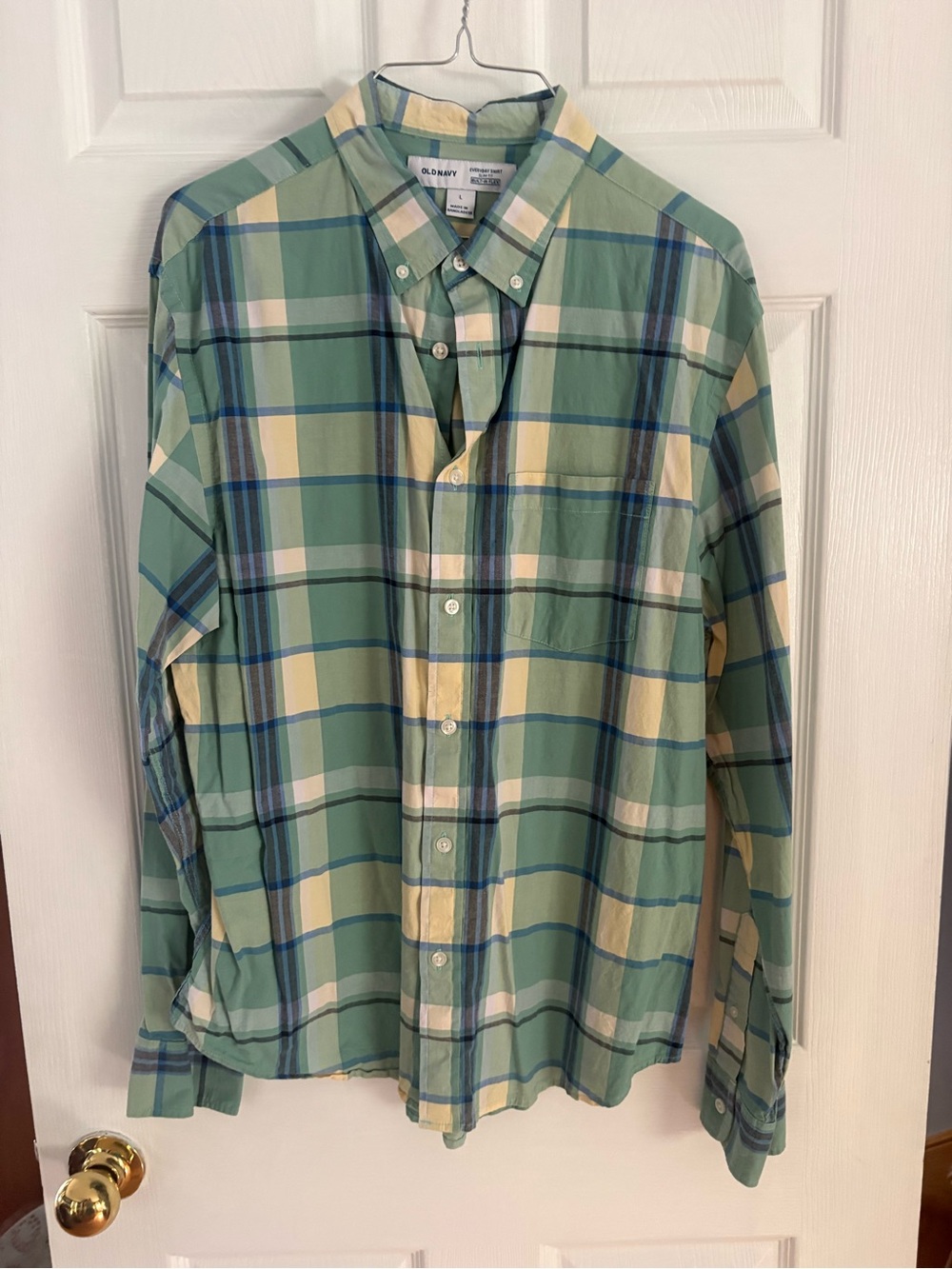 Old Navy Men's Plaid Button-Down Shirt - Green & Yellow